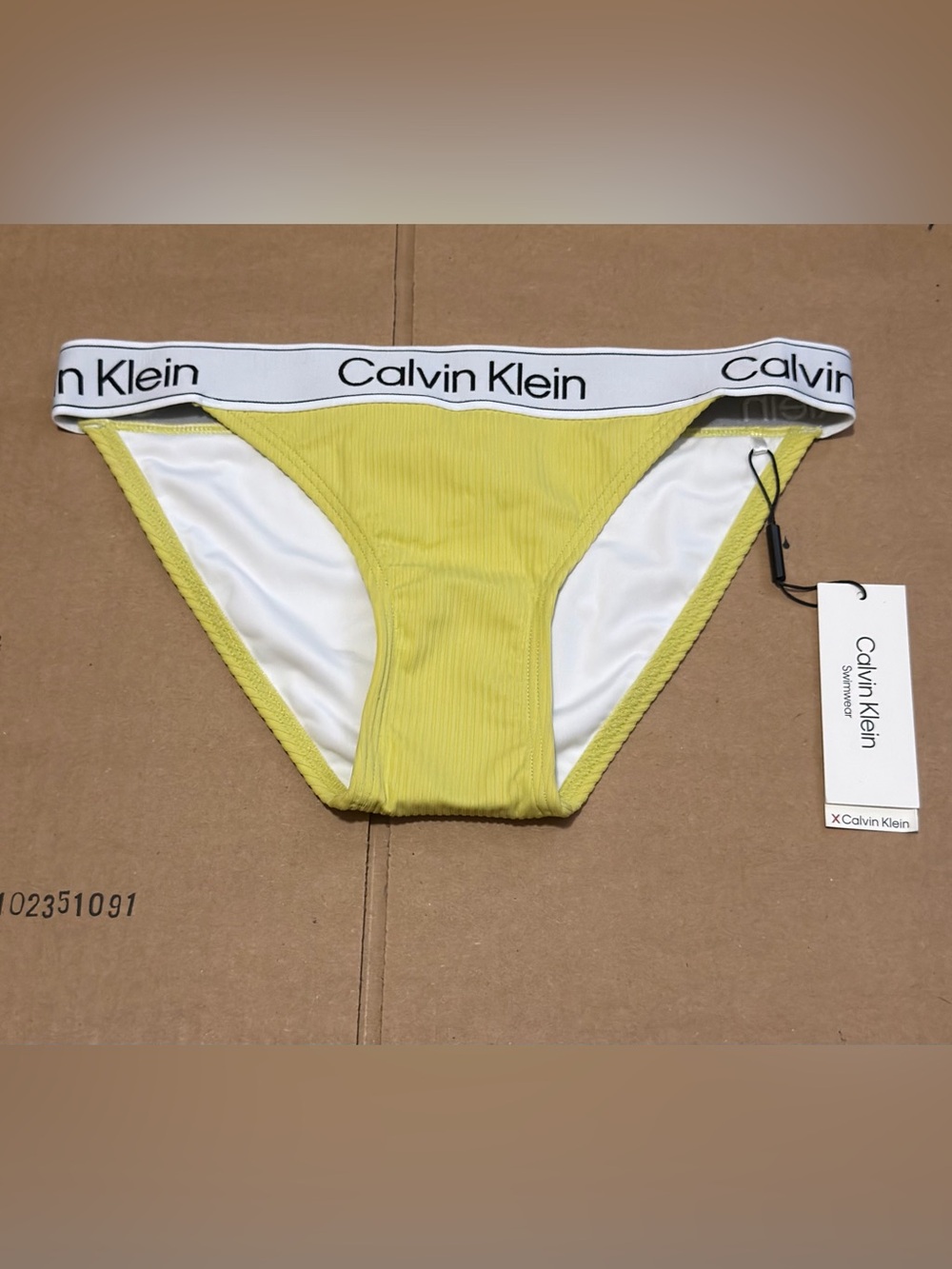 Calvin Klein Yellow Bikini Bottom Logo Sz XS NEW Swimsuit bathing Suit